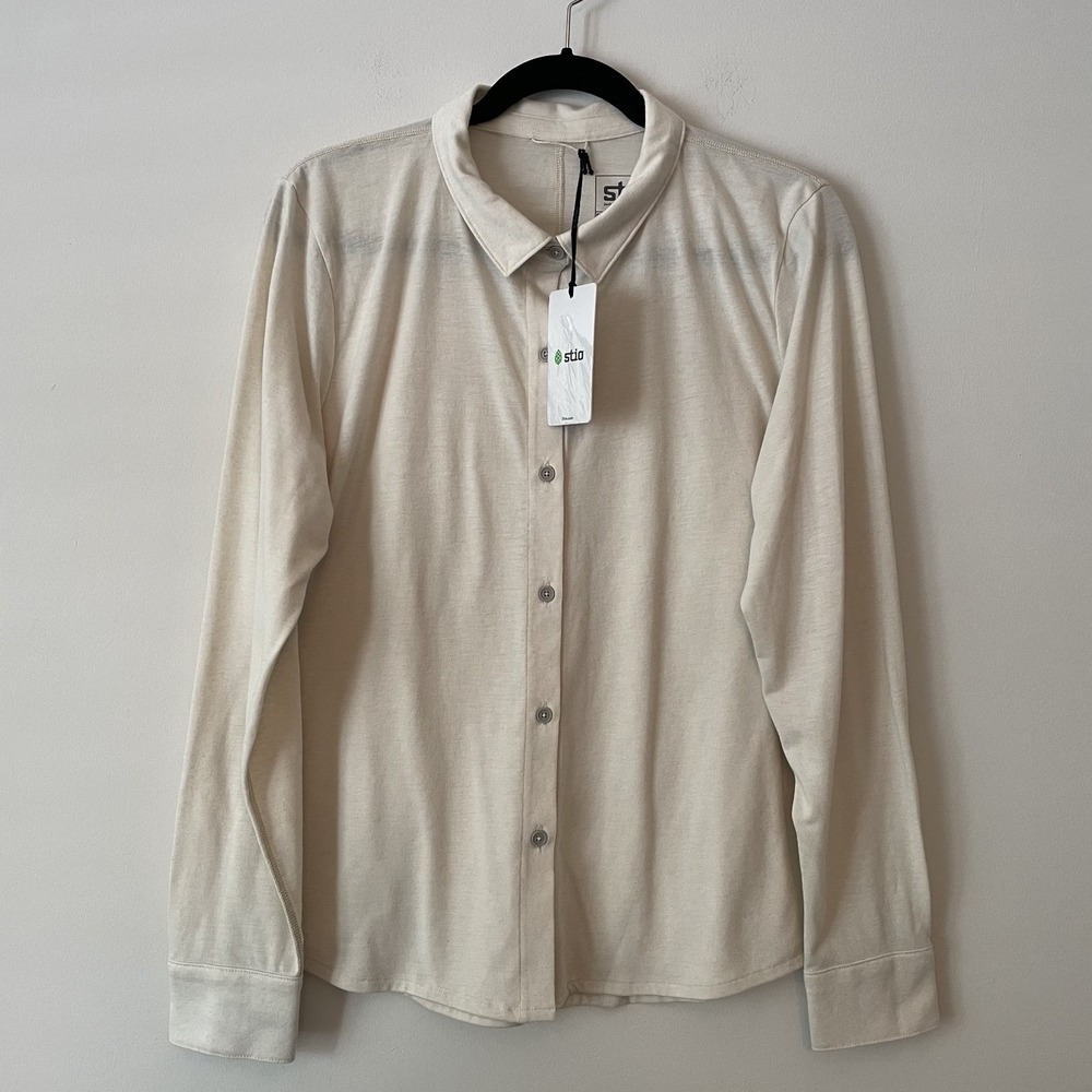 NWT Stio Womens Divide Shirt Long Sleeve Mountain Goat Heather Size L Outdoor
